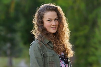 ilaria, portrait, girl, woman, nature, light, hair, nice, forest, green, smile