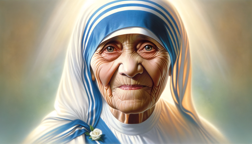 saint teresa of calcutta, mother teresa, compassion, empathy, humanitarian, charity work, nobel peace prize, inspirational women, spiritual leader, selfless service, icon of kindness, missionaries of charity, faith and love, helping the needy, altruism, global humanitarian, religious figure, portrait of a saint, role model, dedication to the poor, generated by ai, mother teresa, mother teresa, mother teresa, mother teresa, mother teresa